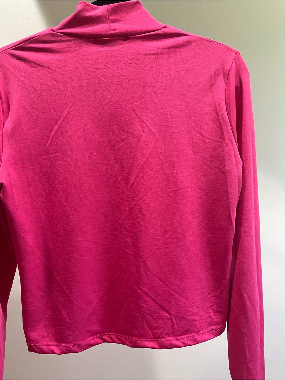 Women's Fuchsia Long Sleeve Crop Top - Turtleneck